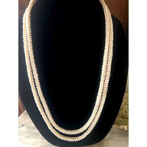 Vintage Jewelry Set Seed Pearl Necklace PLUS Clip Earrings Lightweight Ballet